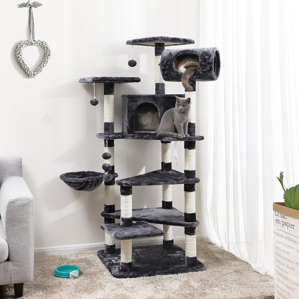 Árbol Rascador para Gatos FEANDREA 143 cm Gris Antracita