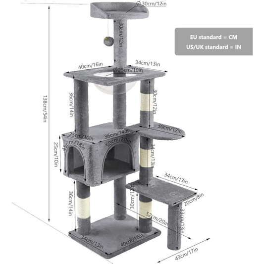 Árbol Rascador para Gatos VOUNOT 143 cm Gris Claro
