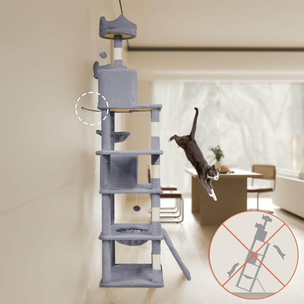 Árbol Rascador Gigante para Gatos VOUNOT 215 cm Gris