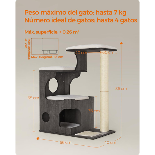 Árbol Rascador para Gatos FEANDREA 86 cm Gris Niebla