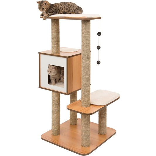 Árbol Rascador para Gatos VESPER 52045 Blanco y Madera