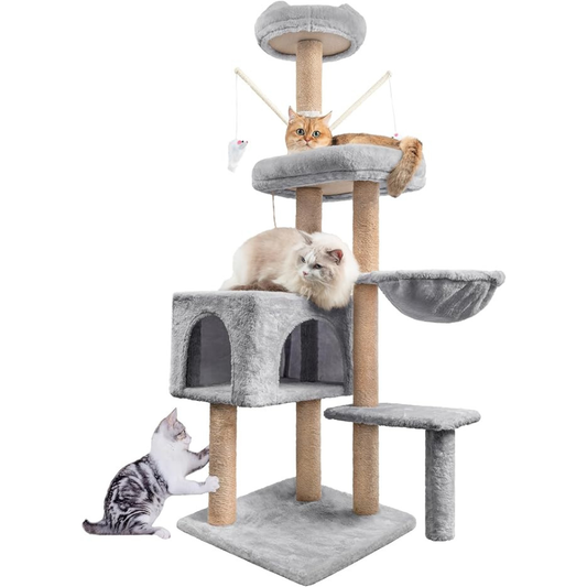 Árbol Rascador para Gatos HOMIDEC 145 cm Gris